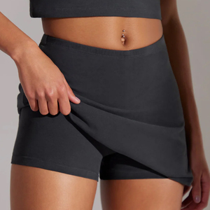 Trendy Women's 2 Piece <b>Knitted</b> <b>Set</b> Black Crew Neck Crop Top With Logo Print Above Knee Skirt Sporty Casual Wear Spring Summer - Product Image 6