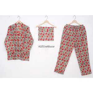 Conjunto de Pijama para Mujer, 100% Algodón, Estampado Floral, Cintura Elástica y Mangas Largas, Suave y Transpirable, Ropa de Dormir para Toda Temporada - Product Image 1