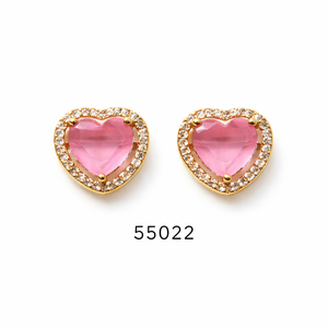 MOLL JEWELLERS Boucles d'oreilles élégantes en forme de cœur en corail plaqué argent pour femme, bijoux de fête, 55022, 0,3 m d'épaisseur, tendance - Product Image 5