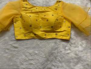 Purvang Global Yellow Traditional Choli Blouse Stone Work Women Wedding Party Wear <b>Indian</b> Pakistani Ethnic Crop <b>Top</b> Regular Fit - Product Image 1
