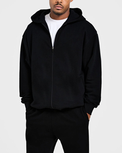 Survêtement Homme Automne Best-Seller Personnalisé Noir Oversize avec Sweat à Capuche Zippé et Pantalon de Jogging en Polyester Lourd à Séchage Rapide pour la Gym et le Jogging - Product Image 4