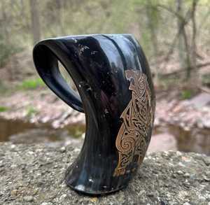Jarra de Cerveza Hecha a Mano de Cuerno de Buey Pulido, a Prueba de Fugas, Reutilizable, Apta para Lavavajillas y Microondas, Diseño Clásico para Fiestas, Estilo Indio - Product Image 2