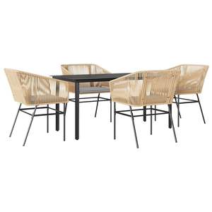 Juego de Comedor para Jardín Negro con Mesa, Sillas Marrones y Cojines Gris Claro - Product Image 2