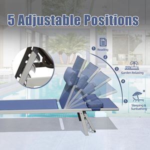 Juego de 3 Tumbonas Ajustables de Aluminio para Patio, Resistentes a la Intemperie, con Mesa Lateral para Piscina o Tomar el Sol - Product Image 5
