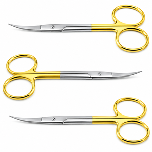 3 Tijeras Iris Alemanas TC de 4.5 Pulgadas, Curvas, de Acero Inoxidable, Instrumentos Quirúrgicos Dentales para Cirugía de Precisión - Product Image 3
