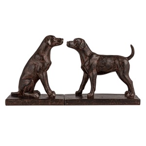 Metal Dog Bookends 2Pcs Sculptural Traditional Design Antique Weathering Finish - Product Image 1