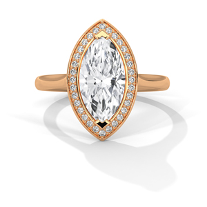 GRA Certified Marquise Shaped Lab Grown Diamond Halo Wedding <b>Ring</b> <b>Crafted</b> From 14K Rose Gold Wholesale Price Reasonable Jewelry - Product Image 1