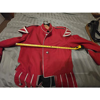 Veste écossaise rouge doublette pour bagarreurs, tunique de tambourinier en laine pour fanfare, col montant, patchwork, faite sur mesure