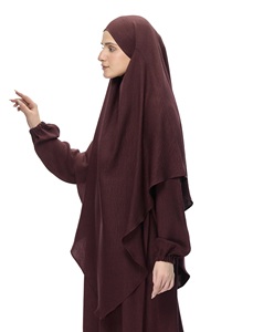 Khimar de Chifón con Perlas para Mujer, Uso Diario Modesto, Cobertura Completa, Marrón Sólido, Suave, Maxi, para Oración, Hiyab Saudí, Niqab, Ramadán - Product Image 2