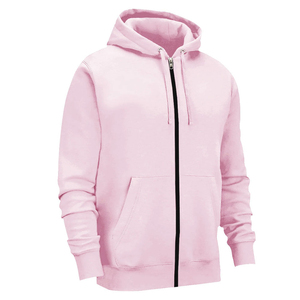 Sweat-shirt à capuche unisexe rose en polaire avec fermeture éclair et poche, respirant, coupe classique, vêtement d'hiver uni, en coton 300g - Product Image 2
