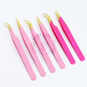 Wholesale Individual Fiber Lashes Tweezers Stainless Steel 45 75 90 Degrees Grip Pointed Tip False Eyelash Extension - Product Image 1