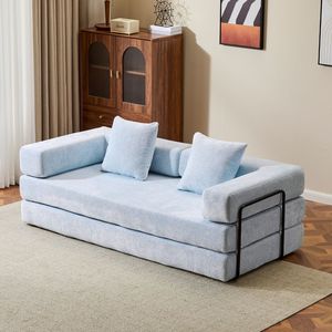 Divano Letto Convertibile Comodo con Supporto Lombare a Cuscino e Braccioli, Futon Lounge Sleeper C-Product - Product Image 1