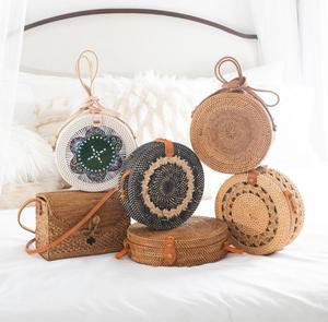 Bolso Redondo de Ratán con Conchas Marinas Tejidas, Bolso de Hombro de Paja de Ganchillo Estilo Verano para Damas de 99 Gold Data - Product Image 3