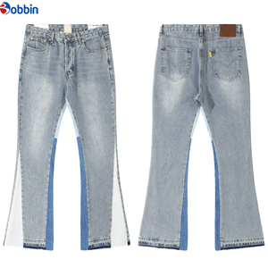 Pantalones Cargo Vaqueros Acampanados Oversize Personalizados de Mezclilla Lavada a la Piedra, Talla Grande, Negros Lisos con Raya Lateral, Ajuste Holgado Casual - Product Image 3