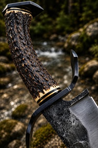 Cuchillo de Caza con Hoja de Acero de Damasco y Mango Texturizado, Cuchillo de Supervivencia para Exteriores - Product Image 3