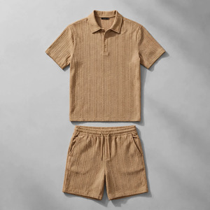 Wholesale Summer Men's Casual Shorts <b>Set</b> Plain Color Solid 100% Cotton Jersey Quick Dry Knitted Pocket Customized Logo <b>Twin</b> <b>Set</b> - Product Image 3