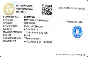 Zafiro azul ovalado natural de 6,05 quilates de Sri Lanka, piedras preciosas sueltas para la fabricación de joyas y anillos, BOLS-05 - Product Image 6