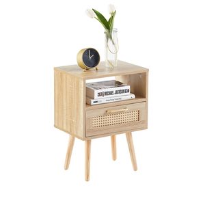 15.75 \ "tavolino moderno in Rattan con cassettiere in legno massello comodino naturale e tavolino per camera da letto o soggiorno - Product Image 2