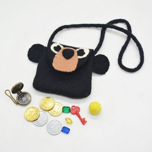 Handmade 100% Natural Wool <b>Felt</b> Bear Shape Mini Crossbody Bag Women Coin Purse Cute <b>Animal</b> Design Soft Eco-Friendly Gifts Daily - Product Image 2