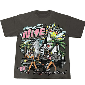 เสื้อยืดผู้ชายสไตล์สตรีท แขนสั้น ผ้าคอตตอน 100% หนานุ่ม ซักย้อมสีแบบแอซิดวอช พิมพ์ลายโลโก้ขนาดใหญ่ตามสั่ง ระบายอากาศได้ดี - Product Image 2