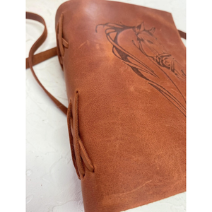 Diario de Cuero Esotérico de Estilo Vintage Hecho a Mano, Único, Al-Amir, con Patrón de Caballo, de la Artesanía Tradicional de Rajasthan - Product Image 3