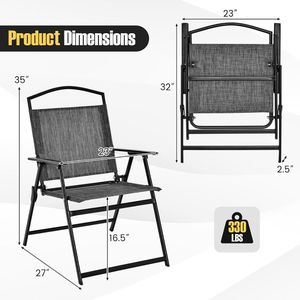 Set di 4 Sedie Pieghevoli da Esterno con Telaio in Metallo Resistente e Seduta Imbottita per Arredamento da Giardino - Product Image 5