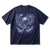 T-shirt Cosmic Anvil Blacksmith |   T-shirt en coton lourd noir mat 240 GSM avec imprimé Galaxy Forge Swirl