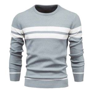 Wholesale 100% Cotton Knitted Men's Sweatshirts Men's Breathable <b>Thermal</b> Winter Crew Neck Pullover Long Sleeve Sweaters OEM - Product Image 3