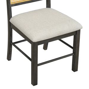 Chaise de salle à manger Arsinta en teck massif de qualité avec dossier et coussin en rotin pour usage intérieur. - Product Image 4