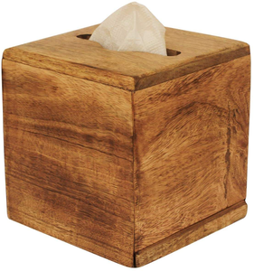 Boîte à mouchoirs carrée en bambou - Distributeur de mouchoirs écologique - Support/organisateur décoratif pour salle de bain, bureau - Product Image 1