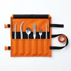 Juego de 6 Utensilios de Cocina para Emplatar con Rodillo Naranja, Acero Inoxidable, con Cuchara, Tenedor, Pinzas, Espátula y Pinzas para Alimentos - Product Image 1