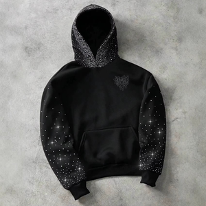 Sweat à capuche en molleton noir pour homme, logo brodé, style streetwear, vêtement d'hiver, coupe classique, manches classiques, 100% molleton - Product Image 4