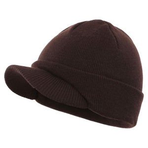 Gorro de Punto Marrón con Visera, Estilo Urbano, Gorro de Invierno - Product Image 1