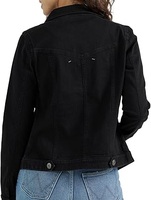 Blouson Bomber en Jean Noir Personnalisé OEM pour Femme, Coupe Courte, Extensible, Décontracté, Hiver, Fermeture Boutons, Grande Taille, pour Filles