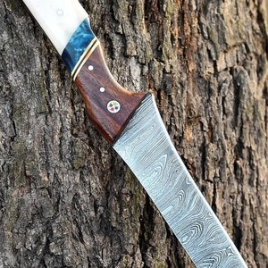 Custom Handmade Eco-Friendly Dishwasher Safe Ambidextrous Modern Forged Fillet <b>Knife</b> 6-7.9in Damascus Steel <b>Bone</b>+Wood <b>Handle</b> - Product Image 4