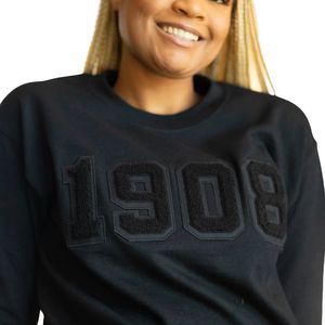 เสื้อสเวตเชิ้ตสีดำปี 1908 ผ้าเชนิลล์ คอกลม ยูนิเซ็กซ์ ผ้าฝ้ายพรีเมียม เนื้อนุ่ม สไตล์มินิมอล ใส่สบาย - Product Image 3