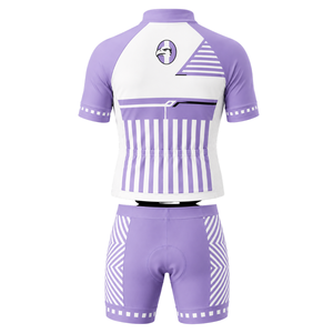 Lavender <b>White</b> Custom <b>Cycling</b> <b>Jersey</b> Shorts Set Short Sleeve Full Zip Quick Dry Padded Bicycle Uniform Team Racing Training - Product Image 2