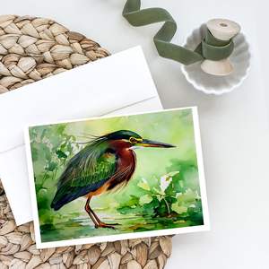 Whimsical A7 Size 5x7 Green Heron Blank Note <b>Cards</b> Pack of 8 with Envelopes Green Heron <b>Greeting</b> <b>Cards</b> - Product Image 2