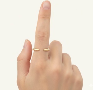 925 Sterling Silver Yellow Gold Plated <b>Open</b> Gap Enhancer <b>Ring</b> for Women Bubble Prong Classic Sterling Silver Anniversary <b>Ring</b> - Product Image 2
