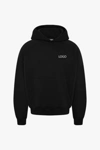 Ensemble survêtement homme noir uni avec logo personnalisé, sweat à capuche et pantalon de jogging assorti, OEM ODM, vente en gros de vêtements - Product Image 5