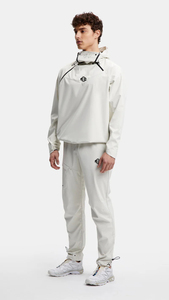 Ensemble de sweat-shirts à capuche blancs pour hommes, couleur unie, style sportif, tissu tricoté respirant, vêtements de printemps - Product Image 4