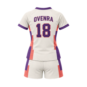 Ensemble uniforme de football sublimé pour femmes, maillot à col en V et manches courtes, short assorti, tenue de club personnalisée pour les matchs de tournoi - Product Image 2