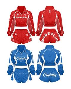 2026 Women's 2-Piece Street Sportswear Set Full-Sleeve T-Shirt and <b>Knee</b>-Length Shorts Breathable Non-Pilling - Product Image 1