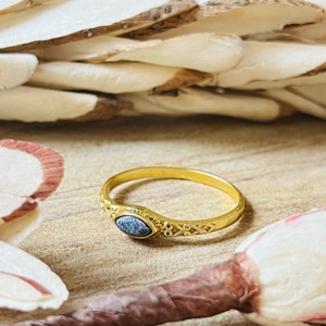 Unique Design Lapis Lazuli <b>Ring</b> Boho Brass Jewelry Women 18k Gold Plated <b>Dainty</b> Geometric Filigree <b>Ring</b> For Wholesale/OEM/ODM - Product Image 5