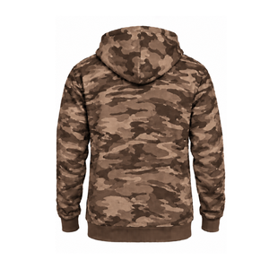 Brown <b>Camo</b> Pullover Hoodie Men Custom Camouflage Printed Fleece Sweatshirt Kangaroo Pocket Long Sleeve Casual Outdoor Hooded <b>Top</b> - Product Image 2