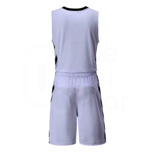 Ensemble de maillot de basket-ball blanc pour homme, sans manches, col en V, rayé, sublimé, respirant, en polyester, pour toutes les saisons, coupe athlétique - Product Image 2