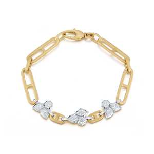 Pulseras Minimalistas de Oro Sólido de 14k con Diamantes Cultivados en Laboratorio en Forma de Pera Marquise Redonda, Cadenas de Clip y Cierre de Langosta, Venta al por Mayor - Product Image 5
