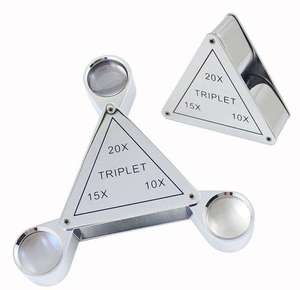 Loupe à bijoux pliable 3-en-1 en forme de triangle |   Loupe à triple lentille 10x/15x/20x pour timbres, pièces de monnaie, objets anciens et collectionneurs (OEM) - Product Image 1