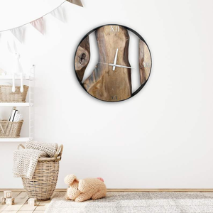 Reloj de Pared de Madera Hecho a Mano con Marco de Metal, Números Romanos, Estilo Antiguo, Redondo y Decorativo para Sala de Estar - Product Image 6