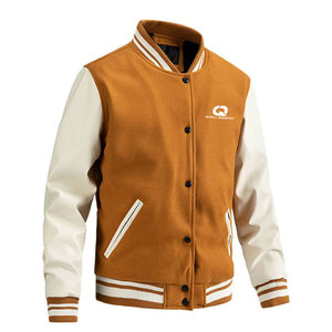 Hot Selling Lightweight Comfortable <b>Men</b> <b>Leather</b> Sleeves Varsity <b>Jacket</b> Casual Daily Wear With Soft Fabric - Product Image 2